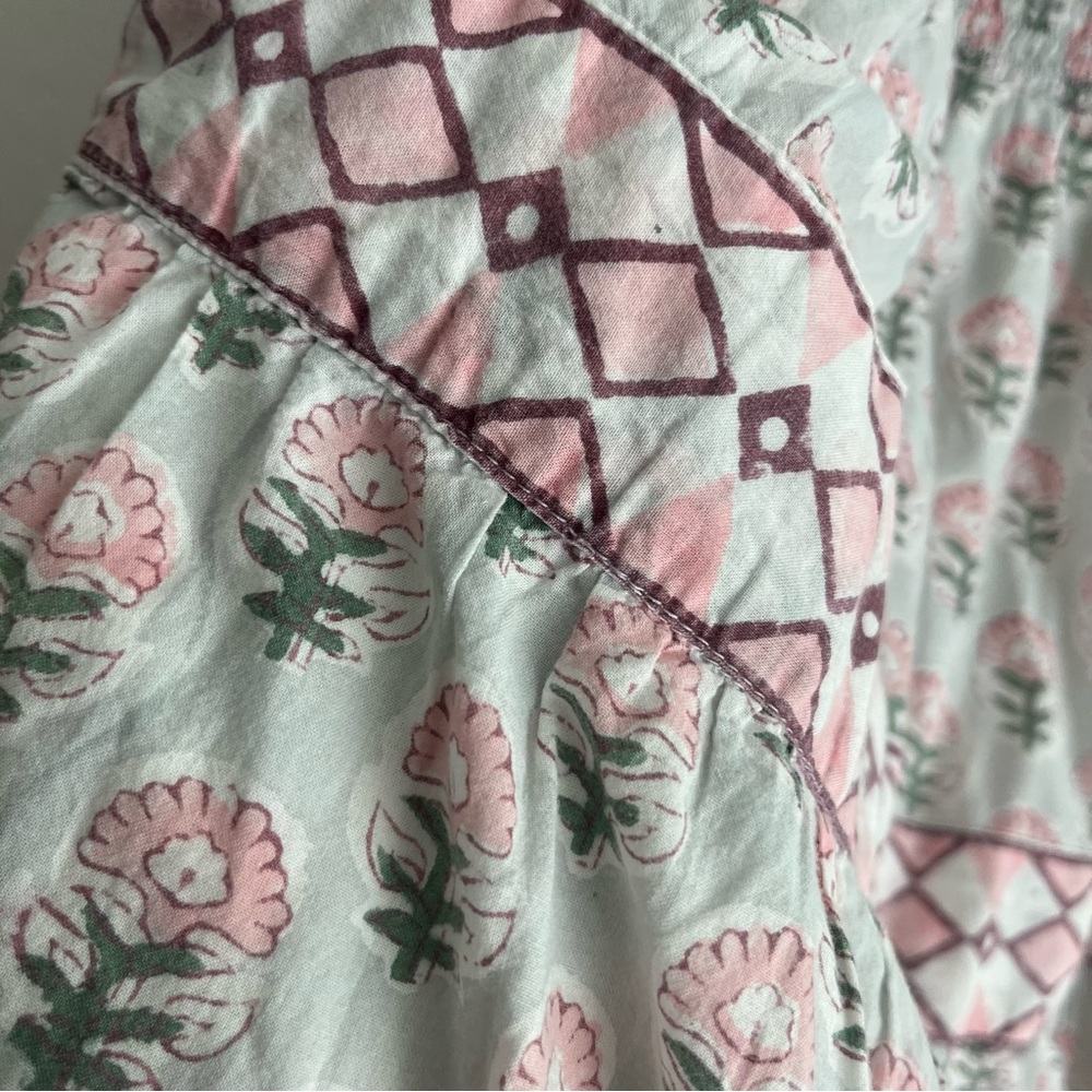 Marea by Liz Joy Veranda Floral Tier Tassel Tie Block Print Midi Maxi Dress - Picture 13 of 14